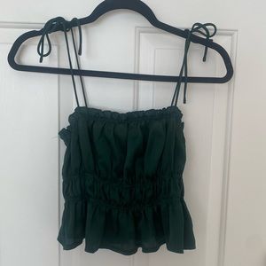 Green satin tank